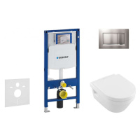 GEBERIT - Duofix Modul na závesné WC s tlačidlom Sigma30, matný chróm/chróm + Villeroy Boch - WC