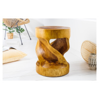 Estila Dizajnový okrúhly príručný stolík Salian z masívneho dreva v svetlej hnedej lakovanej far