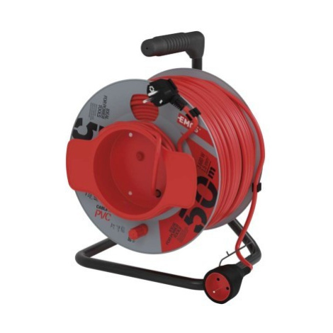 Prodlužovací kabel na bubnu s pohyblivým středem s 1 zásuvkou 1,5 mm² DULU 50 m červený EMOS