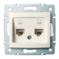 DOMO   Dvojitá dátová zásuvka , nezávislá (2xRJ45Cat 5e Jack) Krémová