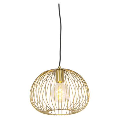 Dizajnová závesná lampa zlatá - Wire Dough QAZQA