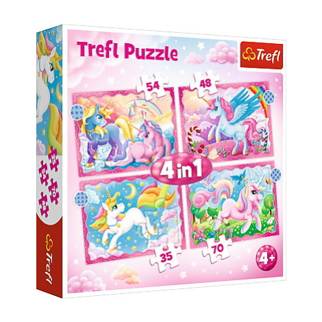 Trefl Puzzle 4v1 - Jednorožci a kúzla