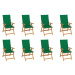 Záhradná polohovacie stolička 8 ks akácie / látka Dekorhome Tmavo zelená,Záhradná polohovacie st