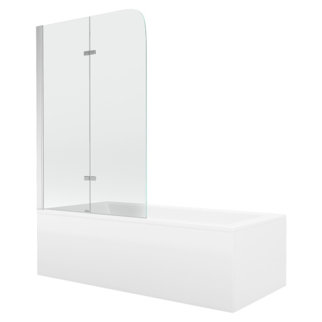 MEXEN/S - Cubik obdĺžniková vaňa 160 x 70 cm s panelom + vaňová zástena 80 cm, transparent, chró