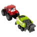 mamido Červený poľnohospodársky traktor so zeleným vysievačom s trecím pohonom