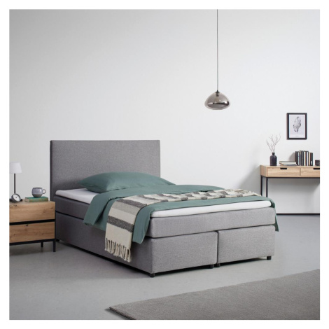 Boxspringová posteľ s toperom, 140x200 Cm, Sivá Möbelix