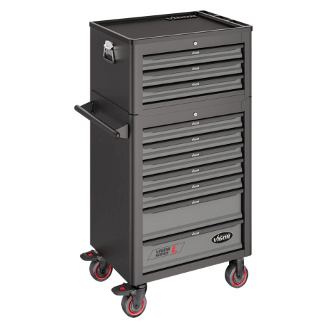 Dielenský vozík s nadstavbovým kufrom a náradím 344 dielov, 10 zásuviek, VIGOR 1000 - V4561