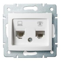 DOMO Zásuvka dátová-telefónna, (RJ45Cat 5e+RJ11) Biela