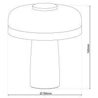 LED dobíjacia stolová lampa Pilu, mentolová, výška 16,5 cm kovová touchdim