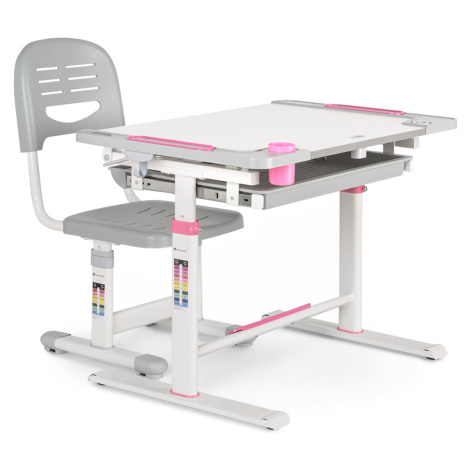 Blumfeldt Tommi XL, súprava detského písacieho stolíka a stoličky, výškovo nastaviteľný stôl a e