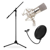 Auna CM001S, štúdiová/pódiová mikrofónová sada, kondenzátorový mikrofón, statív a protiveterná o