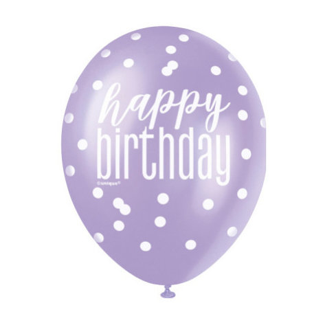 Balóniky latexové Happy Birthday ružové/fialové/biela perleť 6 ks ALBI