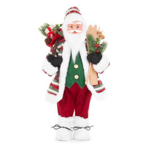 Dekorácia MagicHome Vianoce, Santa s lyžami, 46 cm