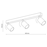 Stropný reflektor Top, nastaviteľný, hnedý, s tromi lineárnymi žiarovkami