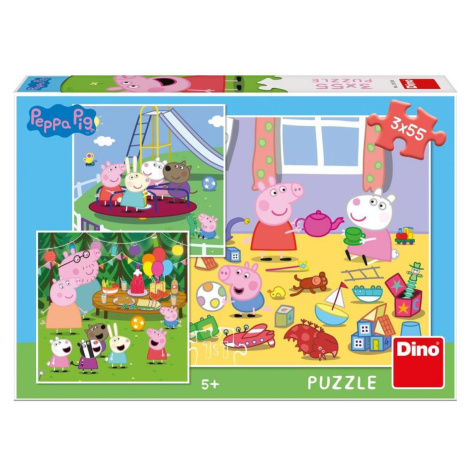 Dino Puzzle Peppa Pig na prázdninách 3 x 55 dielikov