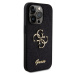 Guess PU Fixed Glitter 4G Metal Logo Zadný Kryt pre iPhone 15 Pro Black