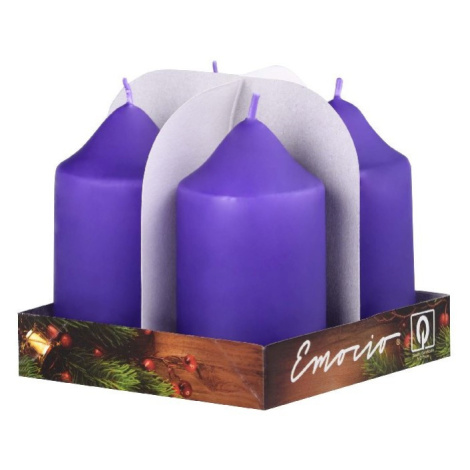 Emocio adventný valec 4ks 50x90 fialové sviečky