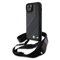 Kryt BMW BMHCP15S23PSCCK iPhone 15 black hardcase M Edition Carbon Stripe & Strap (BMHCP15S23PSC