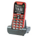 EVOLVEO EasyPhone, mobilný telefón pre dôchodcov s nabíjacím stojančekom (červená farba)