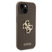 Guess Perforated 4G Glitter Metal Logo Kryt pre iPhone 15, Hnedý