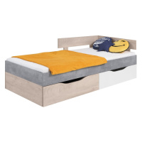 Detská posteľ omega 90x200cm s úložným priestorom - biela/dub/betón