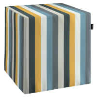 Dekoria Taburetka tvrdá, kocka, pásy v odtieňoch žlto-hnedo-modrých farbách, 40 x 40 x 40 cm, Vi