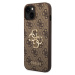 Guess PU 4G Metal Logo Zadný Kryt pre iPhone 15 Brown