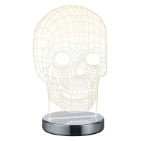 LED stolová lampa v lesklej striebornej farbe (výška 21 cm) Skull - Trio