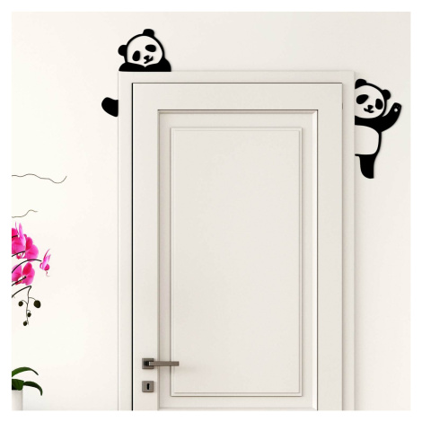 Drevená nálepka okolo dverí - Pandy