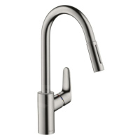 Hansgrohe Focus M41, drezová batéria M4116-H240 s výsuvnou spŕškou, sBOX, vzhľad nehrdzavejúcej 