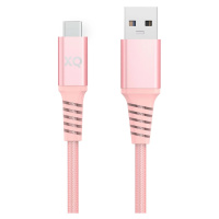 Kábel XQISIT NP Cotton braided USB-C to USB-A 3.0 200cm pink (50836)