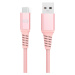 Kábel XQISIT NP Cotton braided USB-C to USB-A 3.0 200cm pink (50836)