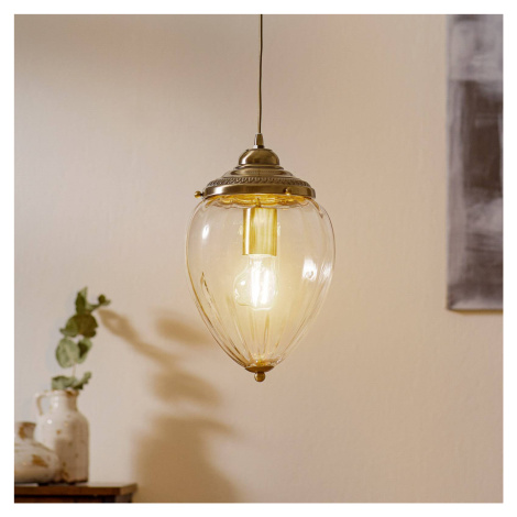 Závesná lampa Pineapple, antická mosadz Searchlight