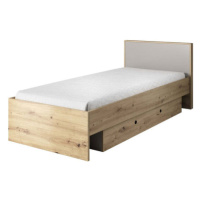 Drevená posteľ Kenny 90x200 cm, dub, sivá
