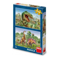 Puzzle 2v1 Súboj dinosaurov 2x48 dielikov 26x18cm v krabici 19x27,5x4cm