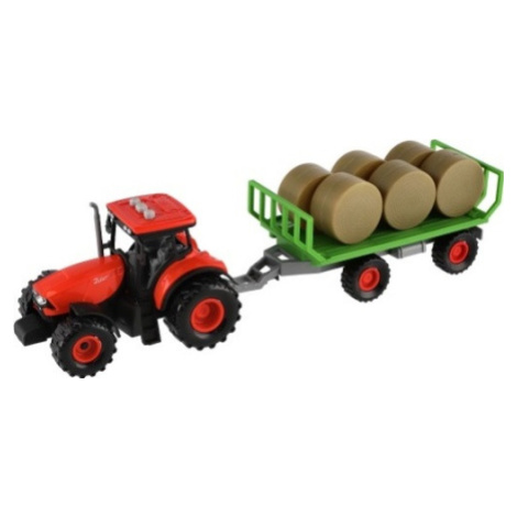 Traktor Zetor s vlekom a balíkmi plast na zotrvačník na bat. so svetlom so zvukom Teddies