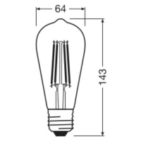 OSRAM LED Vintage 1906 Edison, zlatá, E27, 7,2 W, 824, tl.