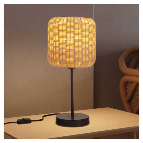 Stolová lampa Forlight Cortic, svetlohnedá, ratan, výška 41,5 cm