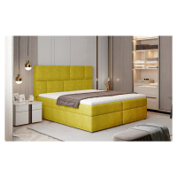 NABBI Ferine 165 čalúnená manželská posteľ s úložným priestorom žltá