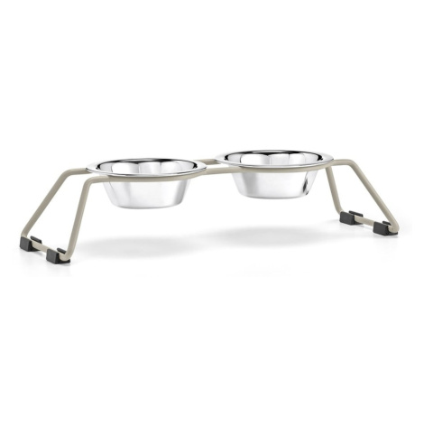 Súprava misiek s podstavcom pre domáceho miláčika z nehrdzavejúcej ocele Cena Greige S – MiaCara