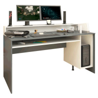 PC stôl/herný stôl, grafit/biela, TEZRO NEW