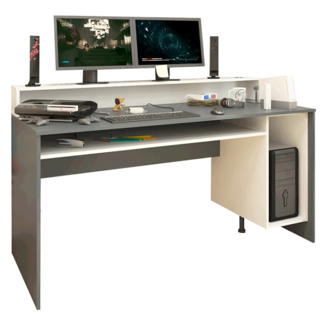 PC stôl/herný stôl, grafit/biela, TEZRO NEW Tempo Kondela