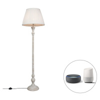 Inteligentná stojaca lampa sivá s bielym skladaným tienidlom vrátane Wifi A60 - Classico