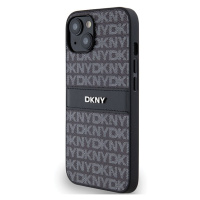 DKNY PU Leather Repeat Pattern Tonal Stripe Apple iPhone 15 DKHCP15SPRTHSLK Black