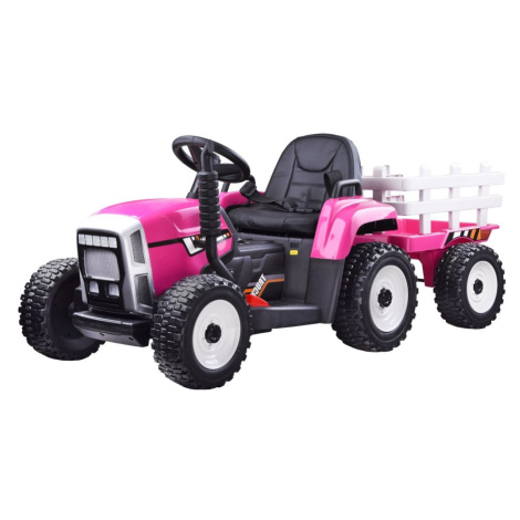 mamido Detský elektrický traktor s vlečkou ružový