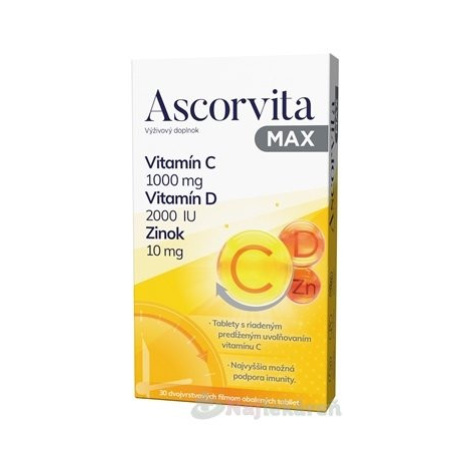 ASCORVITA MAX vitamín C, D a zinok 30 tabliet