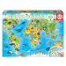 Puzzle Mapa sveta so zvieratkami Educa 150 dielov od 7 rokov