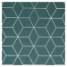 Tyrkysový záves CUBE so strieborným geometrickým vzorom 140x250 cm