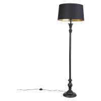 Stojacia lampa s bavlneným tienidlom čierna so zlatou 45 cm - Classico
