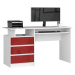 Volně stojící psací stůl CLP 135 cm bílý/červený akryl vysoký lesk